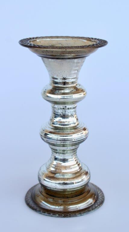 Large Silver Glass Candle Holder